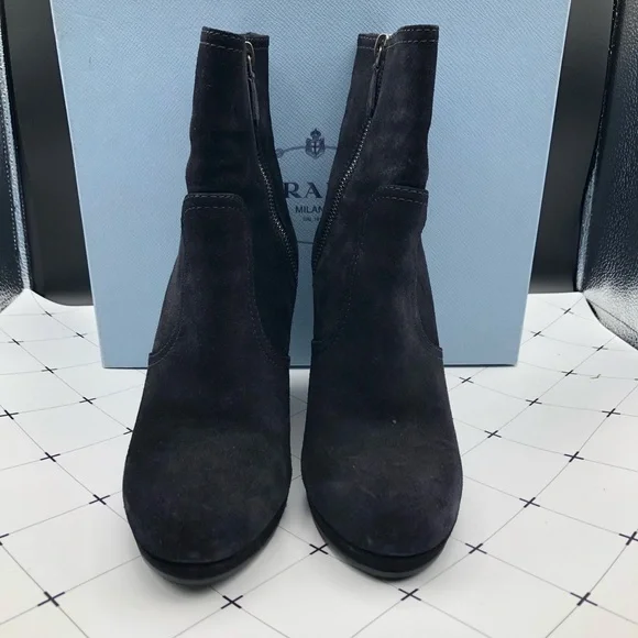 🖤 Prada Black Suede Wedge Ankle Boots (Size 8). Like New! - Picture 8 of 10